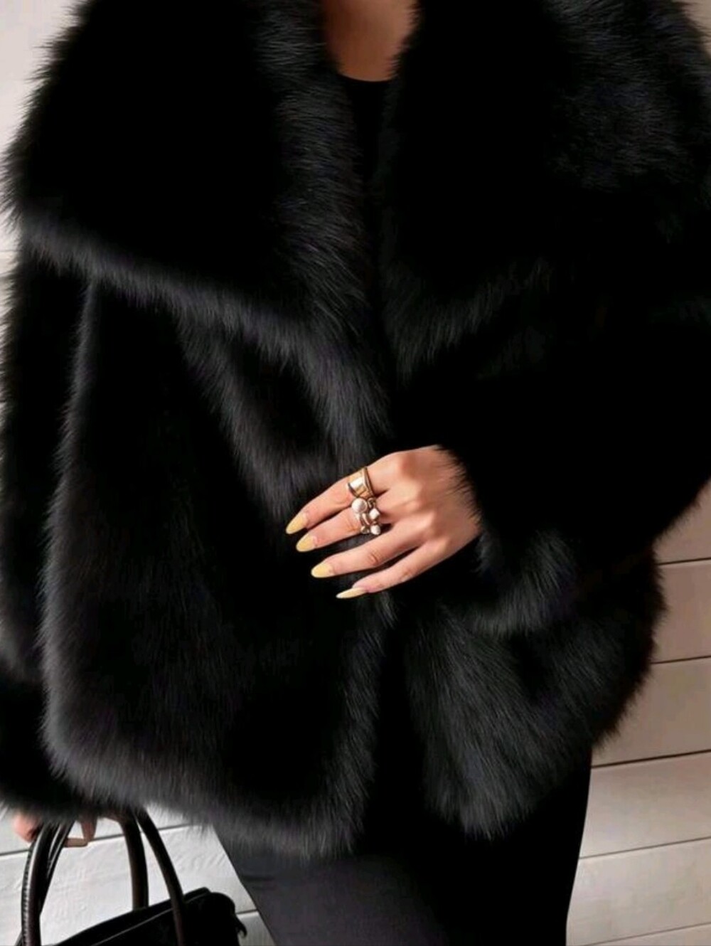 Autumn/Winter New Thick Faux Fur Collar Faux Fur Lined Mid-Length Fashion - Picture 1 of 10